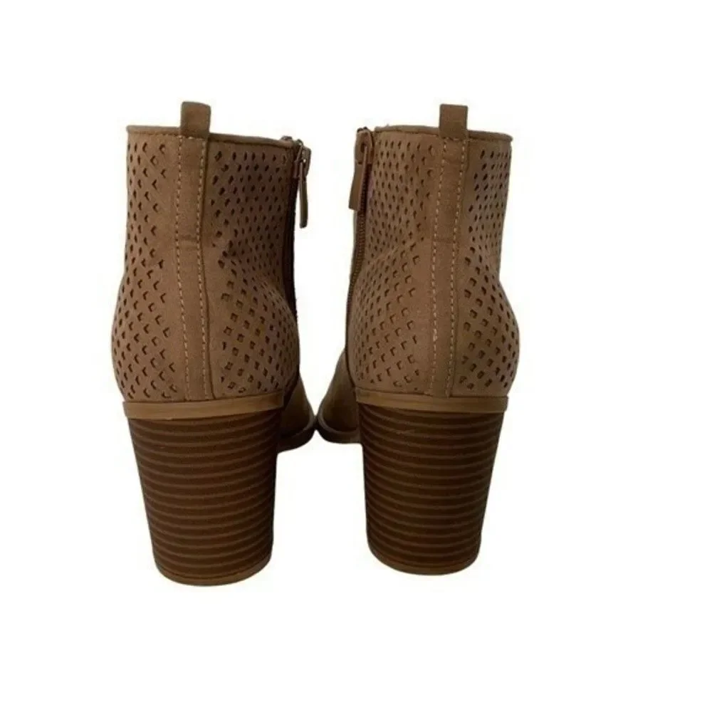 Torrid Brown Stacked Ankle Bootie with Side Zip